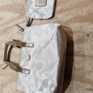 Coach purse  with makeup bag .. Beige